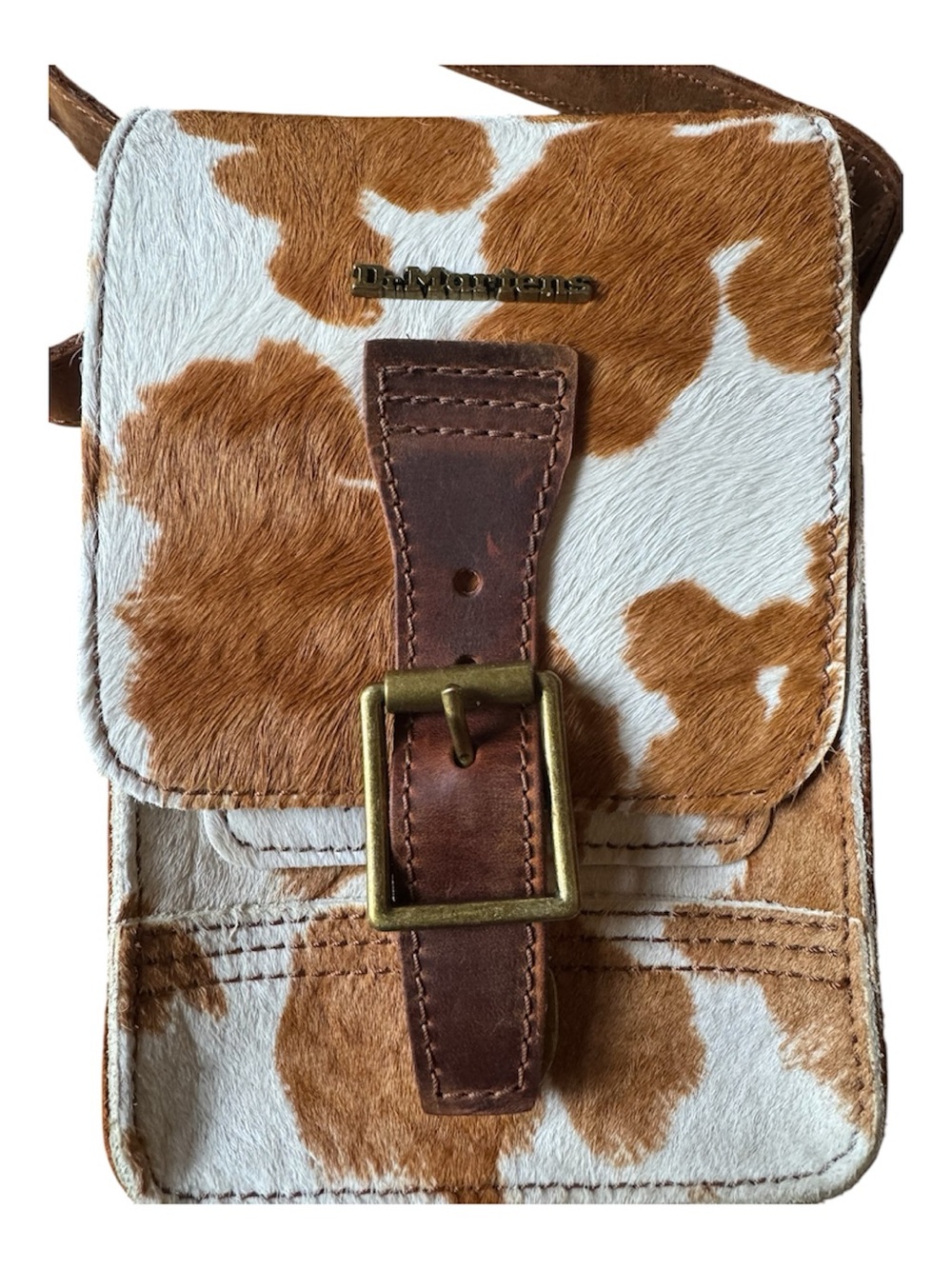 Dr. Martens Brown & White Cowhide Buckle Crossbody
